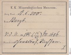 Etiketten zu Baryt (NHMW-MIN-Ac500)